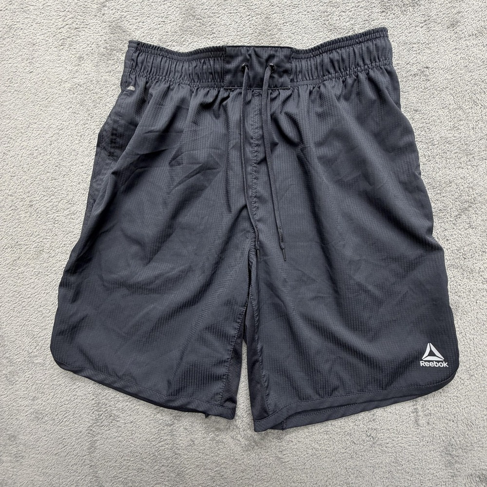 Reebok Shorts Mens Medium Black Running Training‎ Zip Pocket Drawstring Athletic